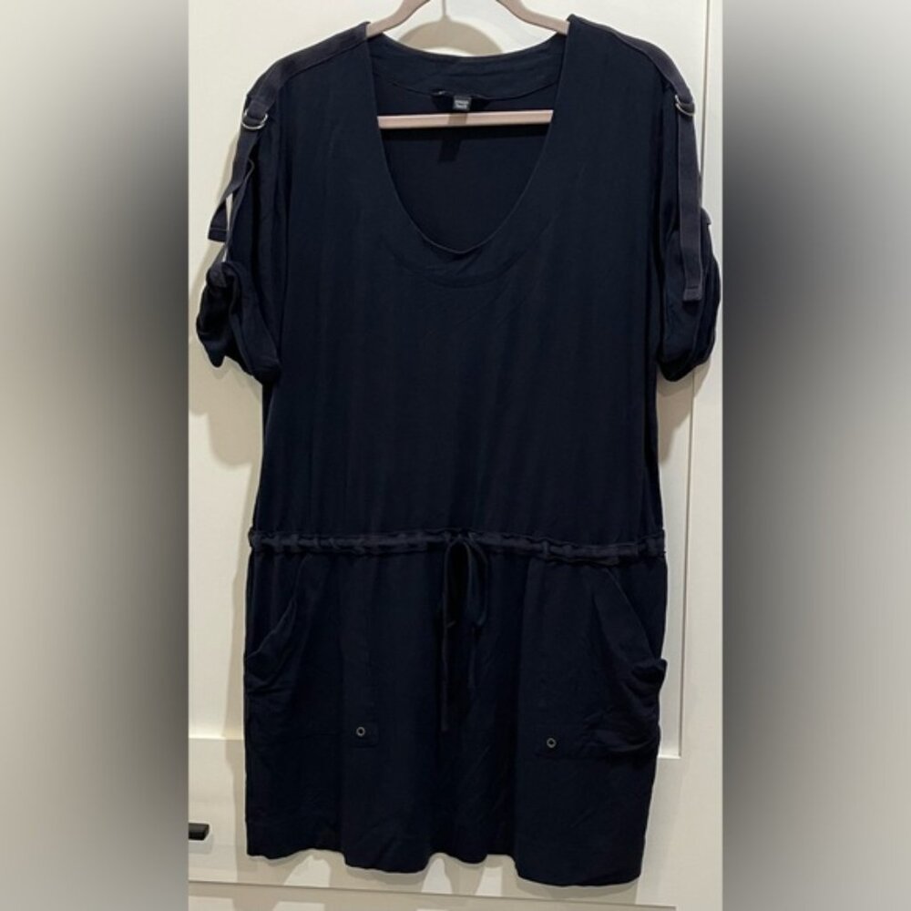 Banana Republic XL womens loose fit Navy blue scoop neck Dress with pockets